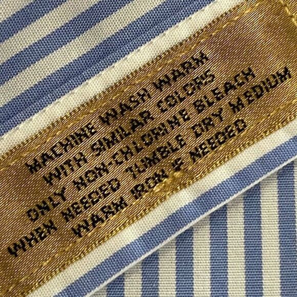 Roundtree & Yorke Gold Label Fitted Non-Iron Point Collar Striped Dress Shirt XL - Picture 5 of 7